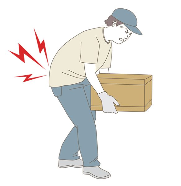 荷物を持って腰を痛めている男性